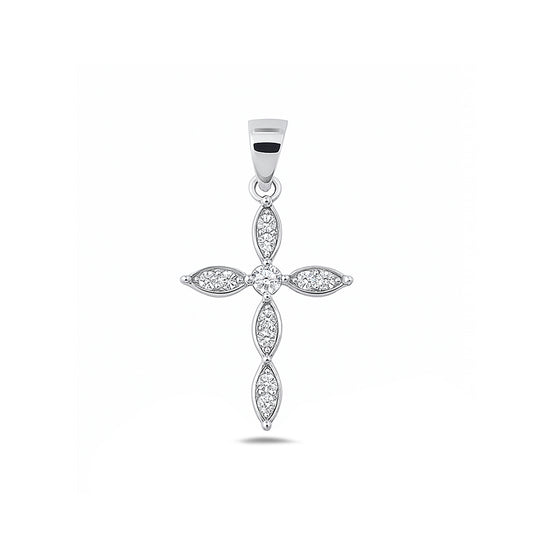 Silver CZ Pendant - Cross