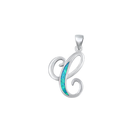 Silver Initial Pendant - C