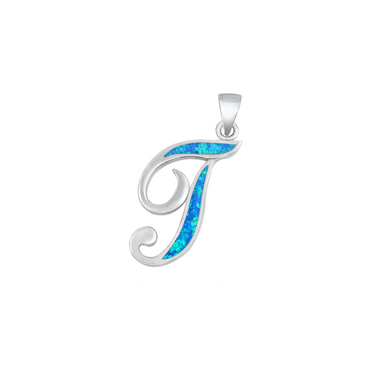 Silver Initial Pendant - T