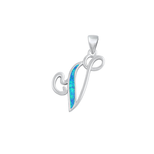 Silver Initial Pendant - V