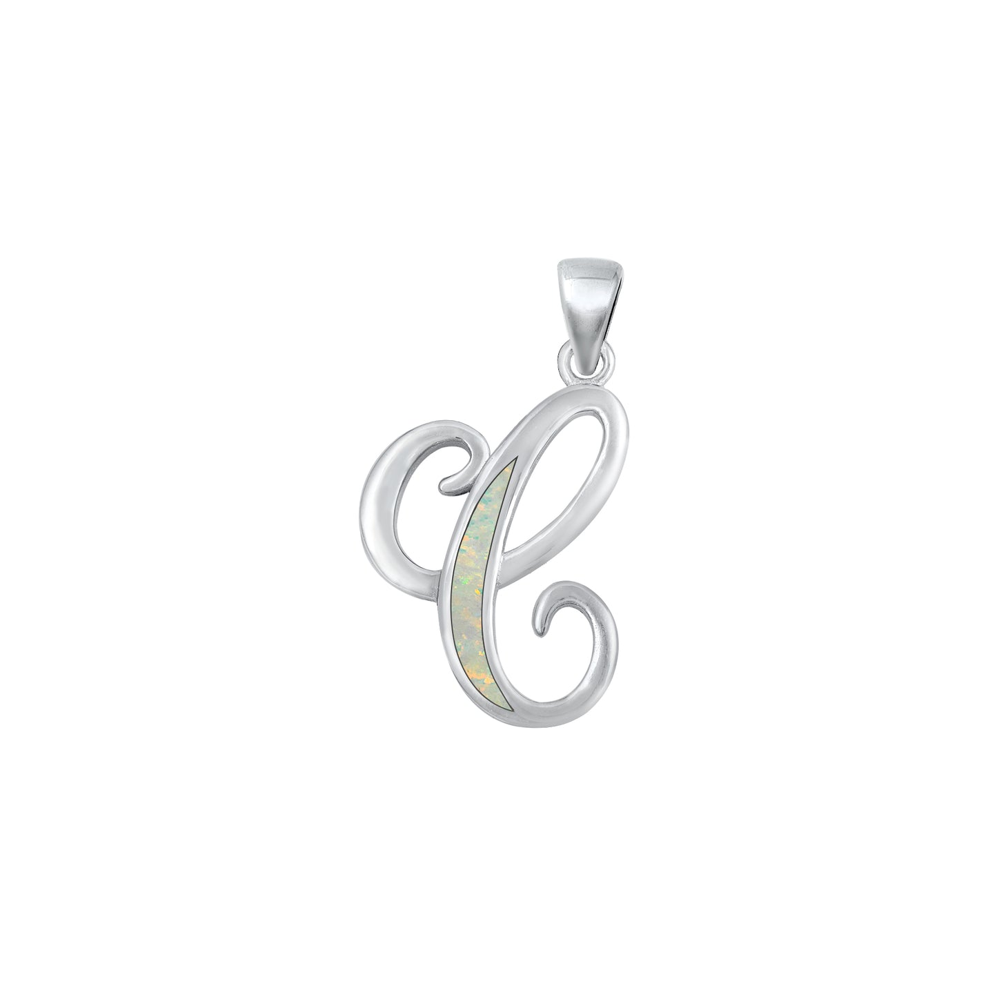 Silver Initial Pendant - C