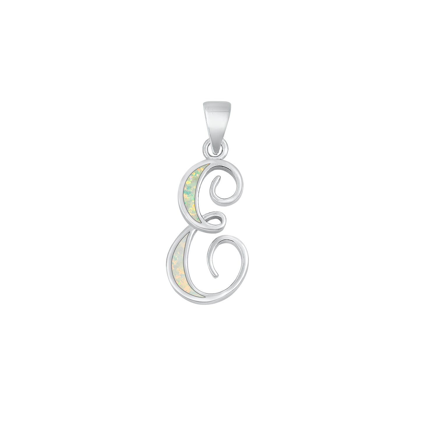 Silver Initial Pendant - E