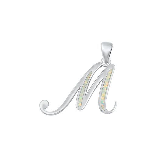 Silver Initial Pendant - M