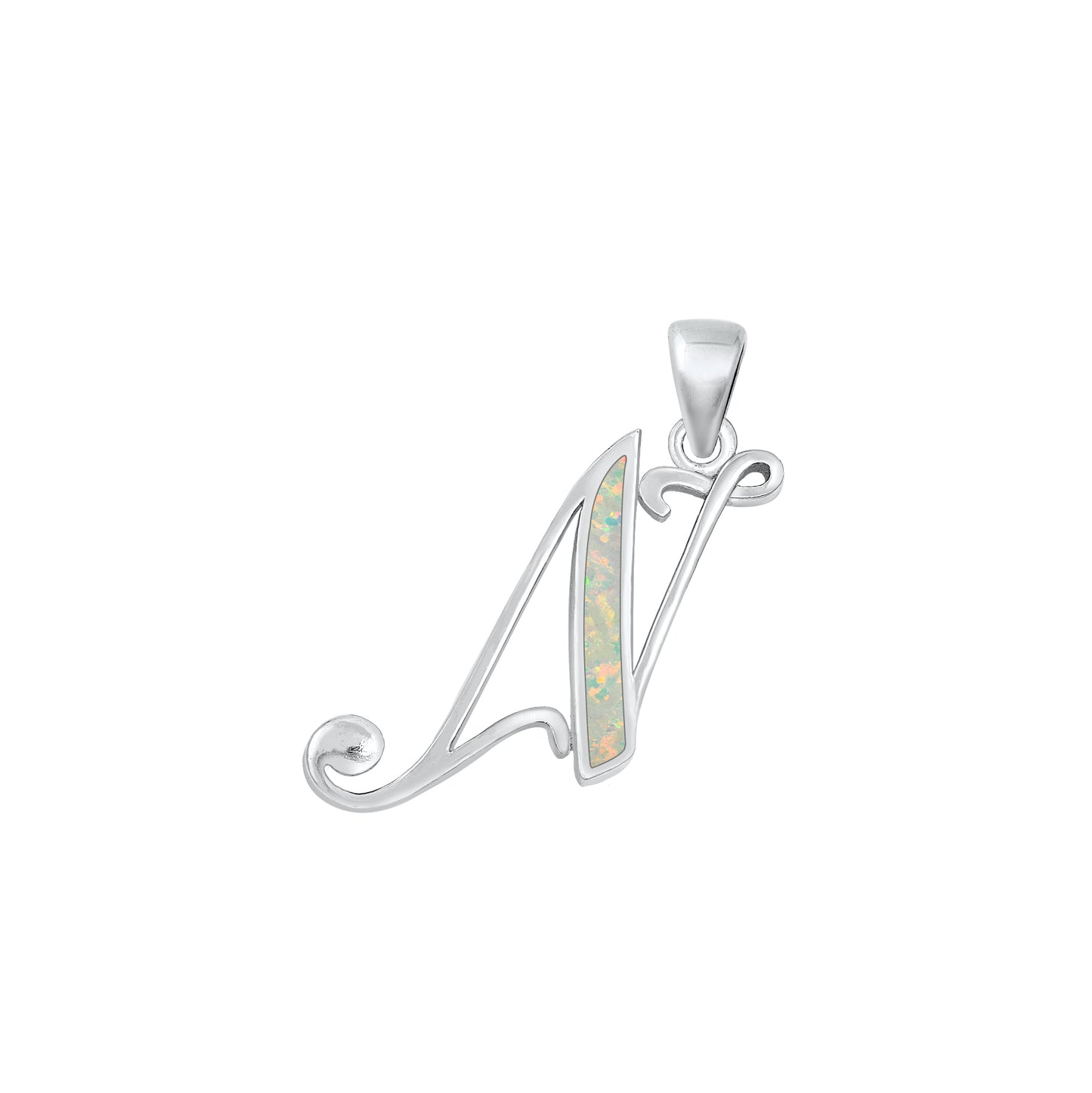 Silver Initial Pendant - N