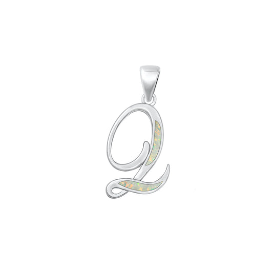 Silver Initial Pendant - Q