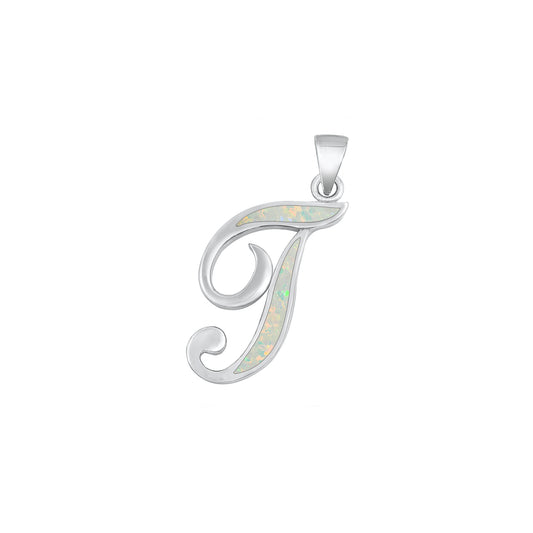 Silver Initial Pendant - T