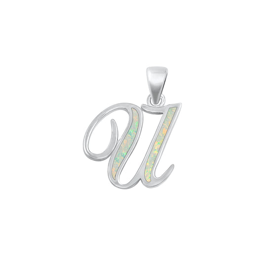 Silver Initial Pendant - U