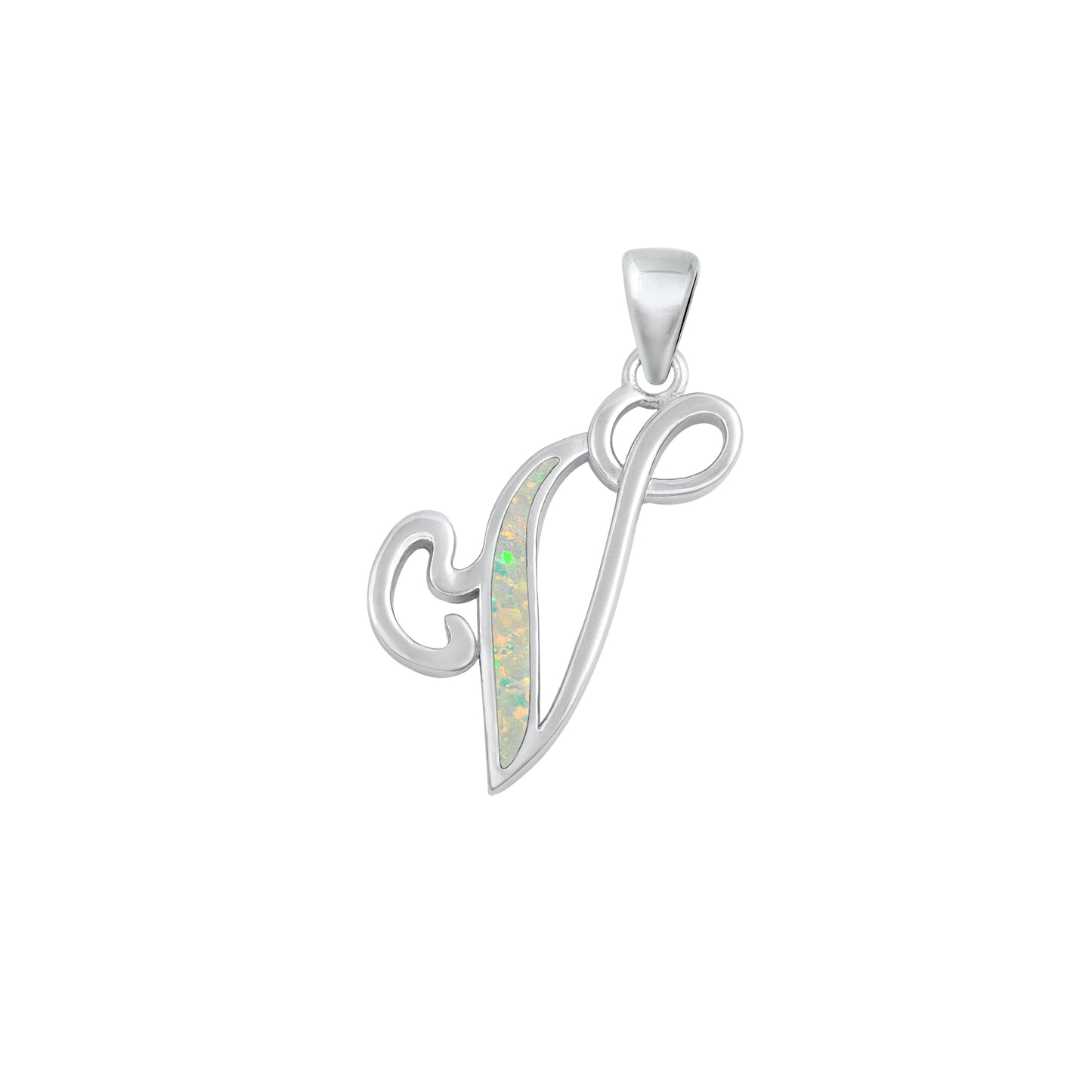 Silver Initial Pendant - V