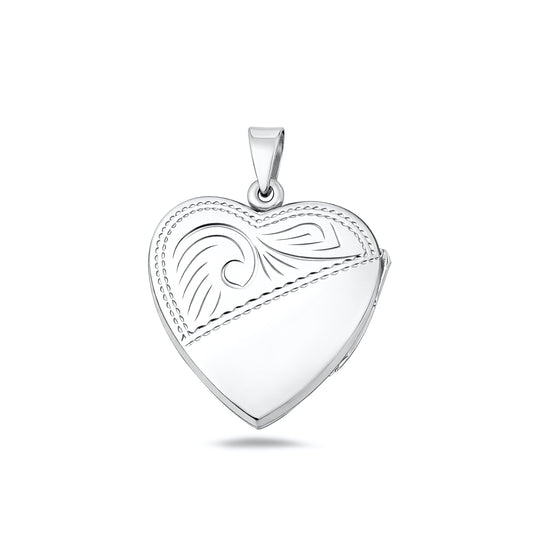 Silver Engraved Heart Locket