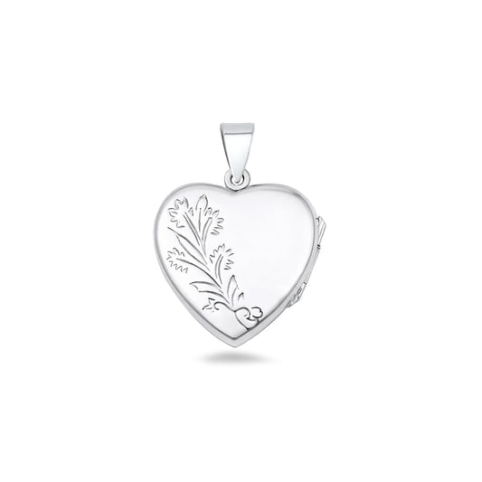 Silver Engraved Heart Locket