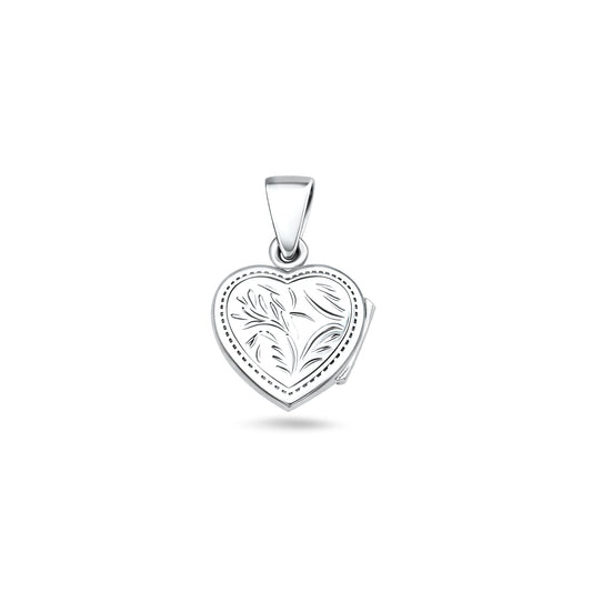 Silver Engraved Heart Locket