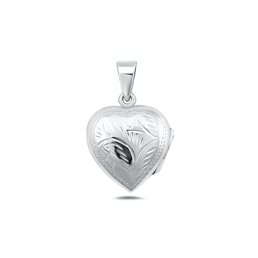 Silver Engraved Heart Locket