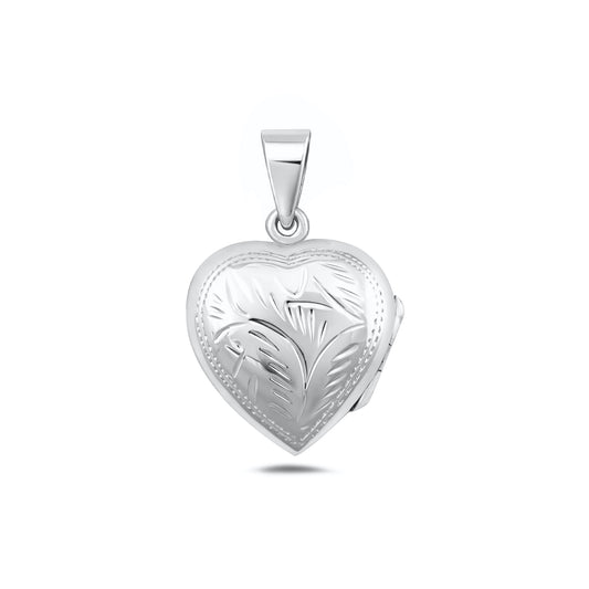 Silver Engraved Heart Locket