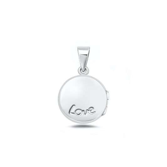 Silver Engraved Locket Pendant - Love