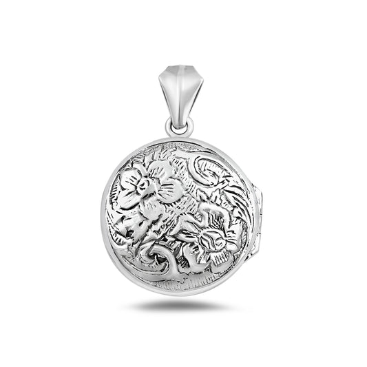 Silver Locket - Flowers