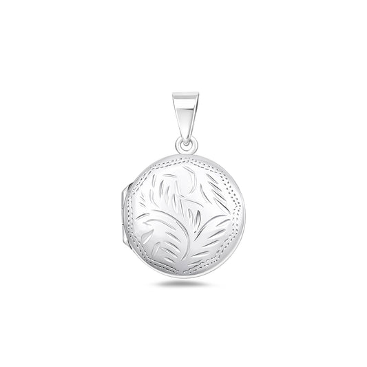 Silver Engraved Round Locket