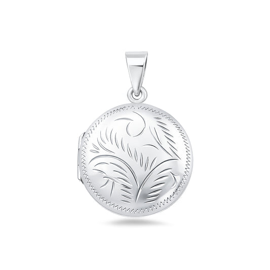 Silver Engraved Round Locket