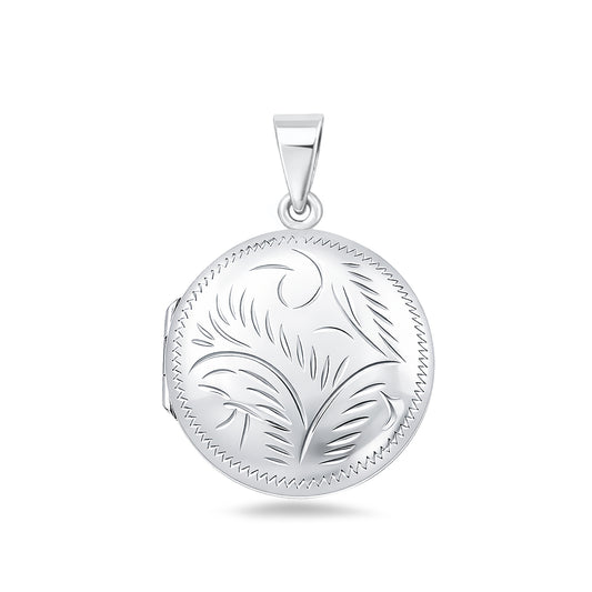Silver Engraved Round Locket