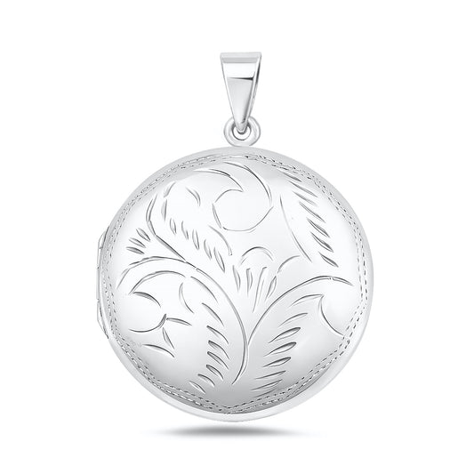 Silver Engraved Round Locket