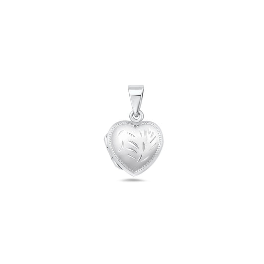 Silver Engraved Heart Locket