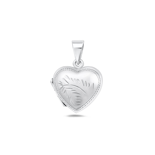 Silver Engraved Heart Locket