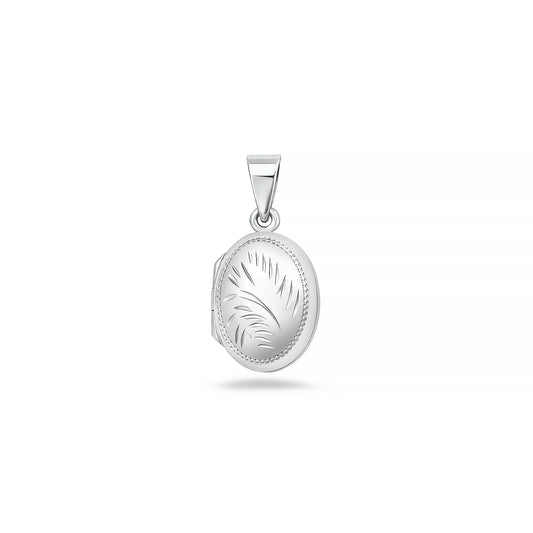 Silver Engraved Oval Locket
