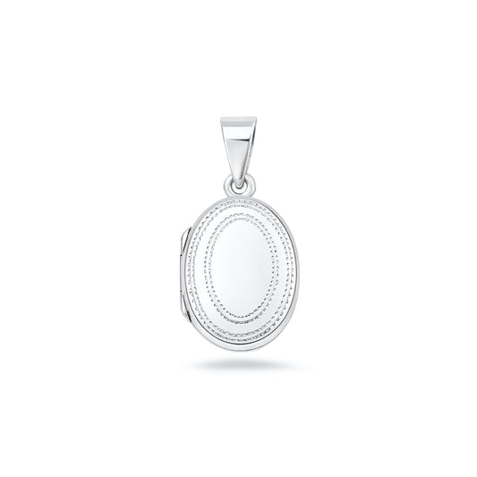 Silver Engraved Oval Locket