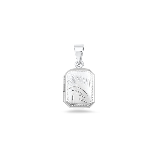 Silver Rectangle Engraved Locket