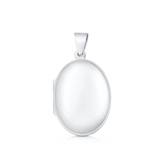 Silver Oval Locket - 28 mm