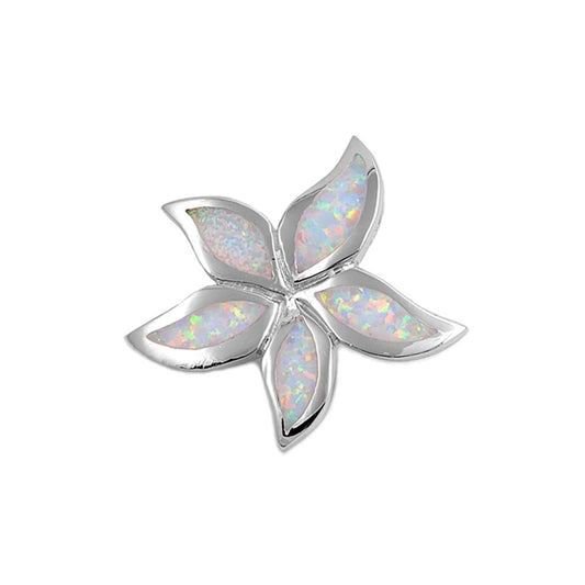 Silver Lab Opal Pendant - Flower