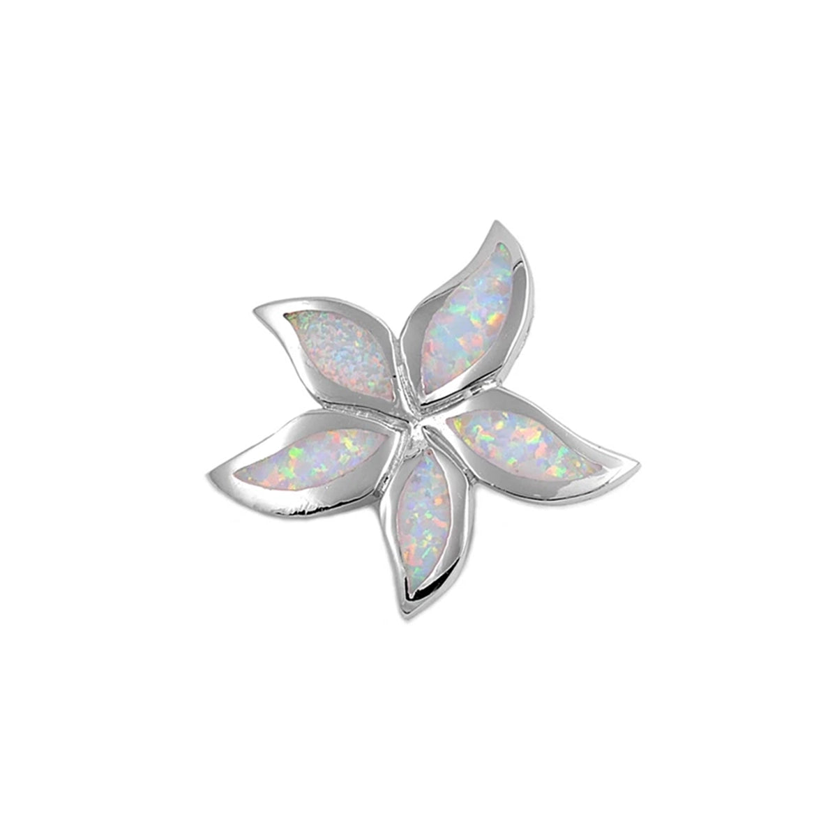 Silver Lab Opal Pendant - Flower