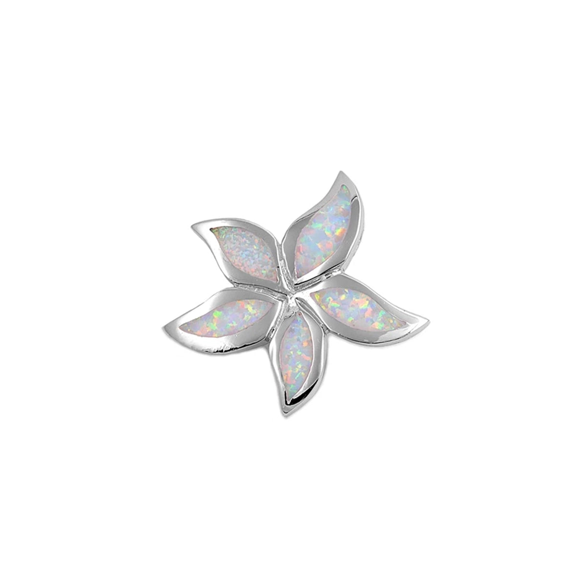Silver Lab Opal Pendant - Flower