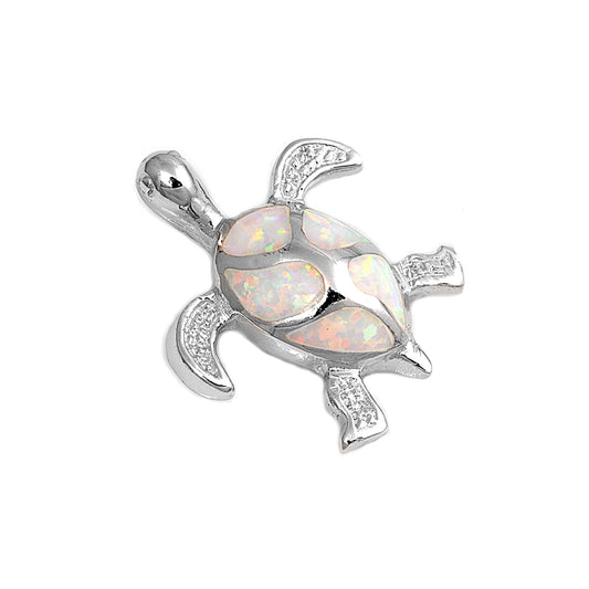 Silver Lab Opal Pendant - Turtle