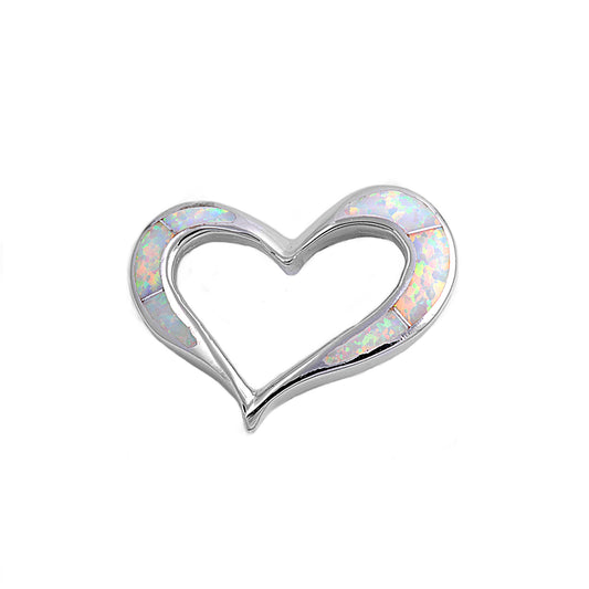 Silver Lab Opal Pendant - Heart