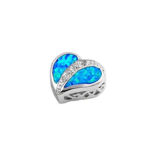Silver Lab Opal Pendant - Heart