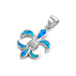 Silver Lab Opal Pendant - Fleur De Lis