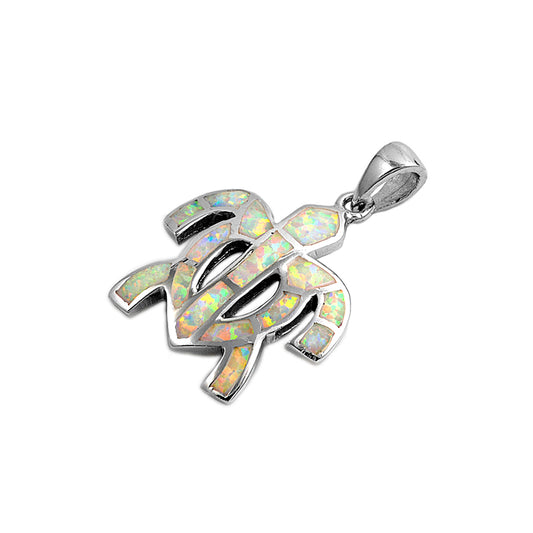 Silver Lab Opal Pendant - Turtle