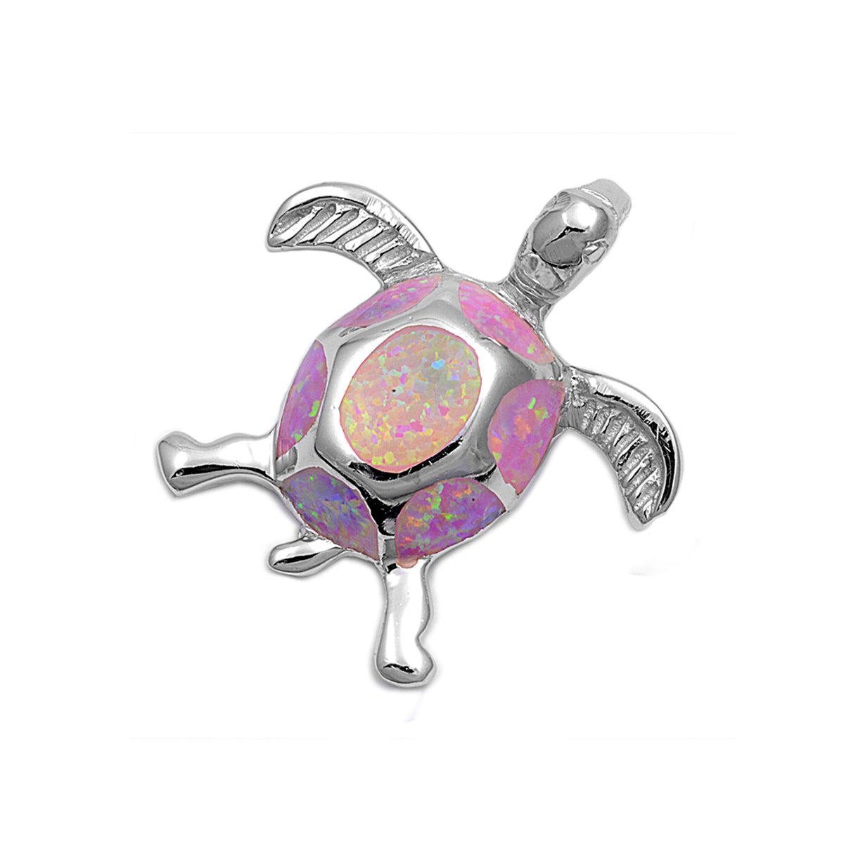 Silver Lab Opal Pendant - Turtle