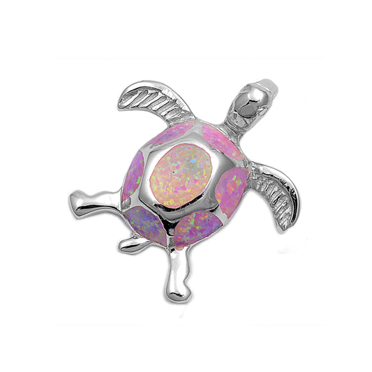 Silver Lab Opal Pendant - Turtle