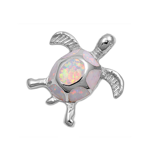 Silver Lab Opal Pendant - Turtle