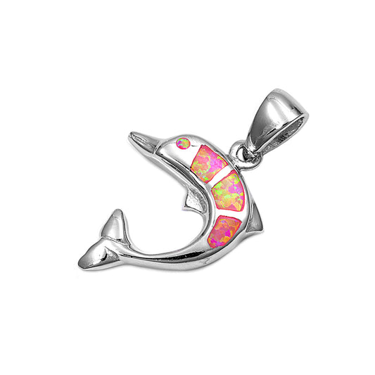 Silver Lab Opal Pendant - Dolphin