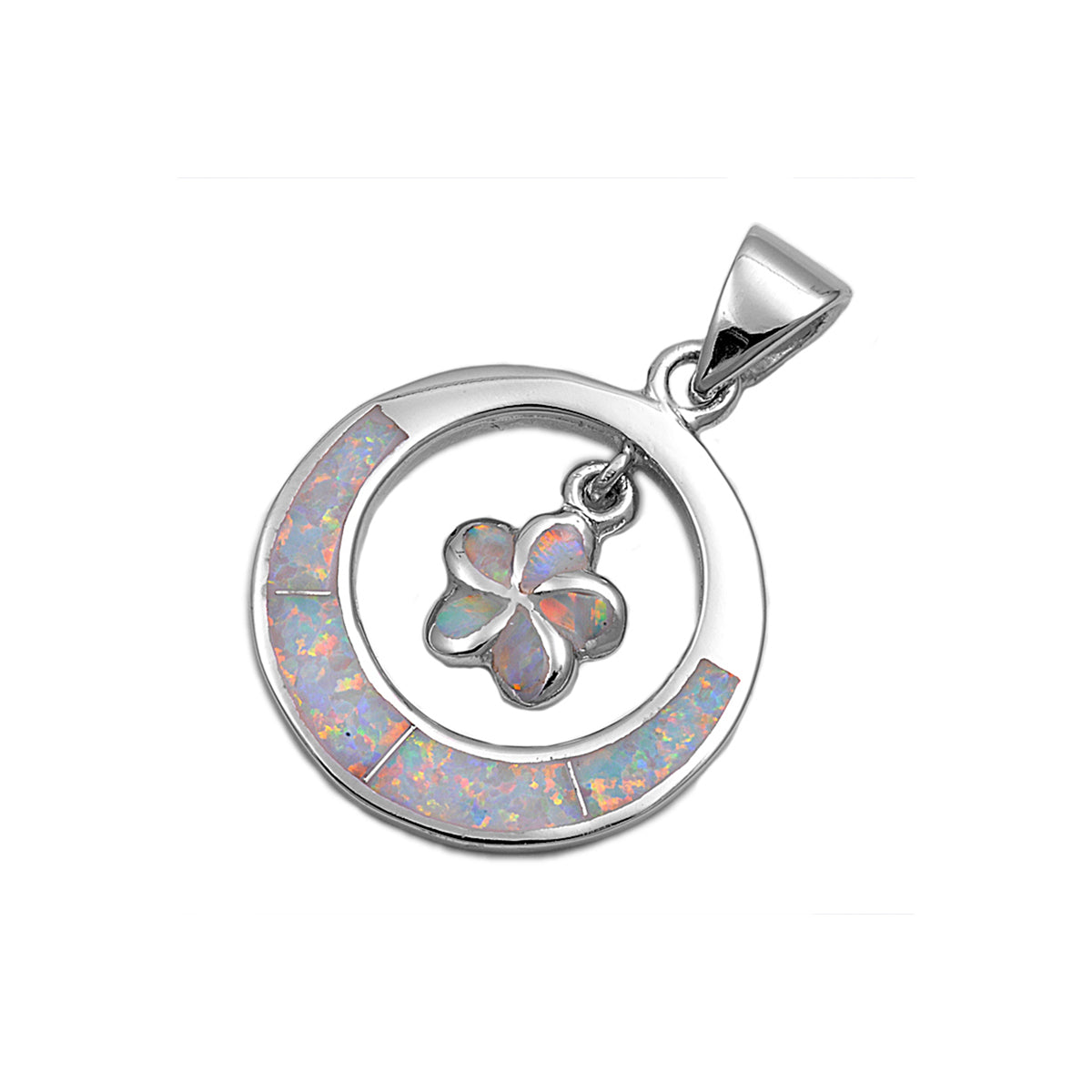 Silver Lab Opal Pendant - Plumeria