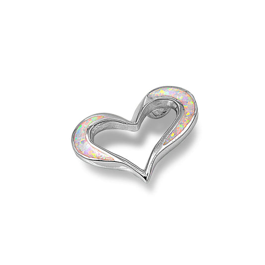 Silver Lab Opal Pendant - Heart