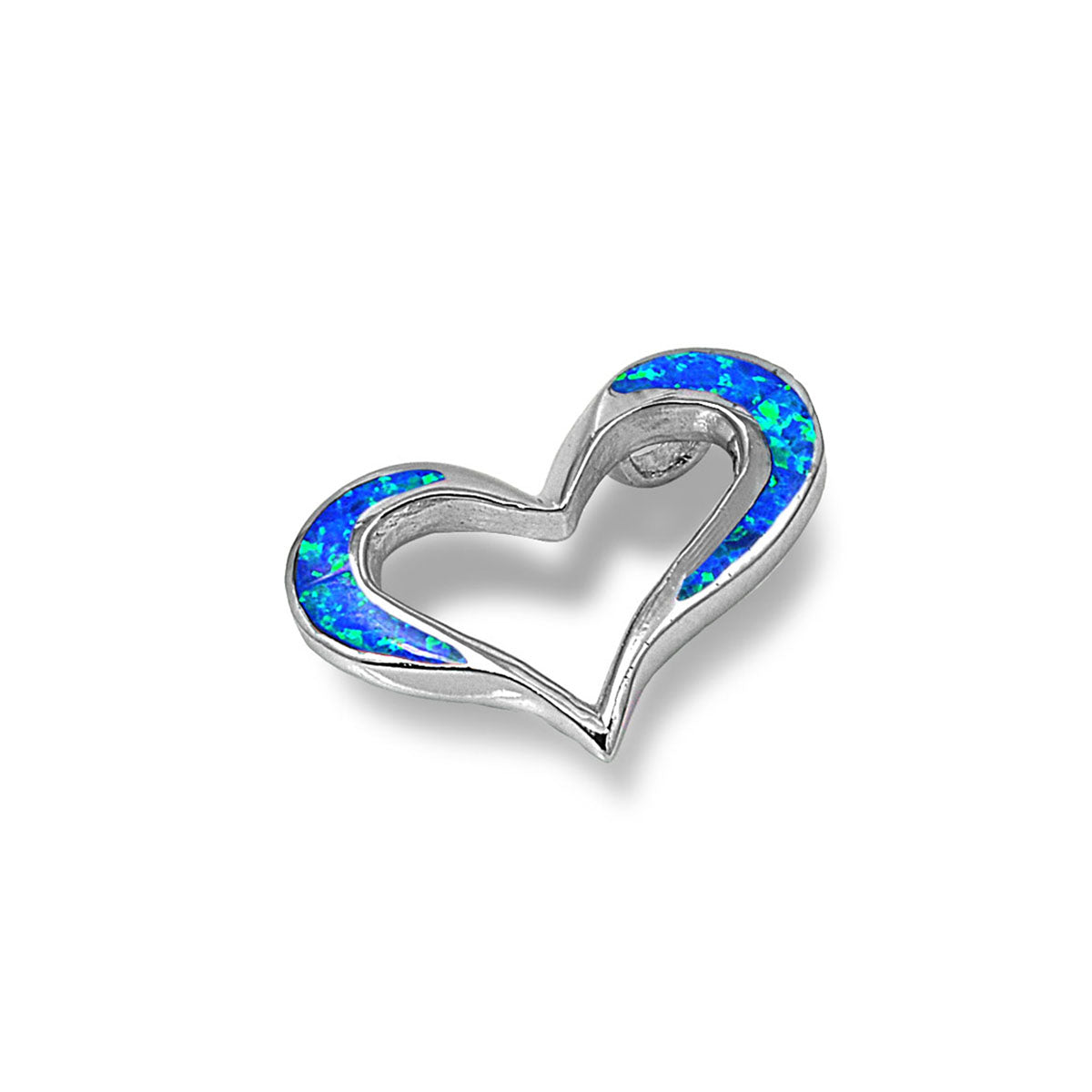 Silver Lab Opal Pendant - Heart