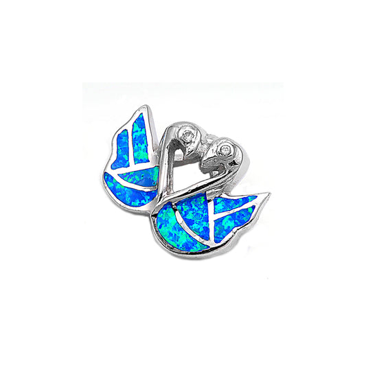 Silver Lab Opal Pendant - Swan