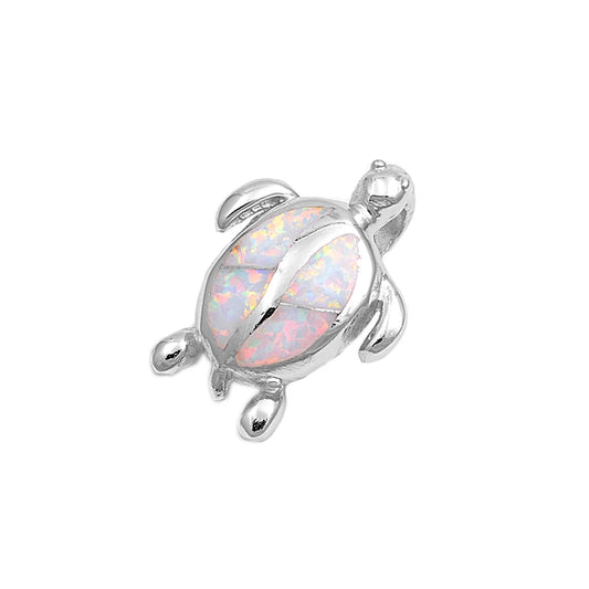 Silver Lab Opal Pendant - Turtle