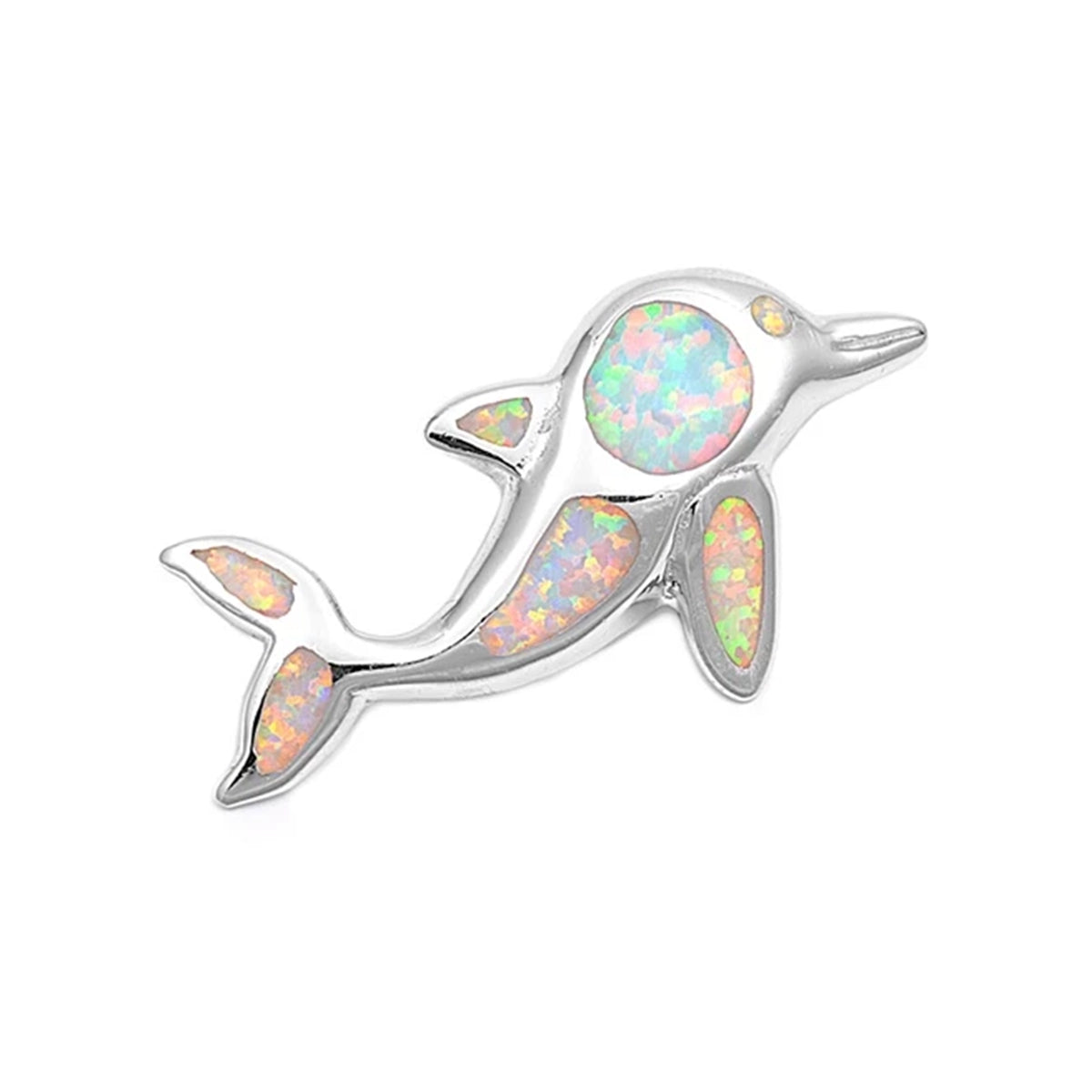 Silver Lab Opal Pendant - Dolphin