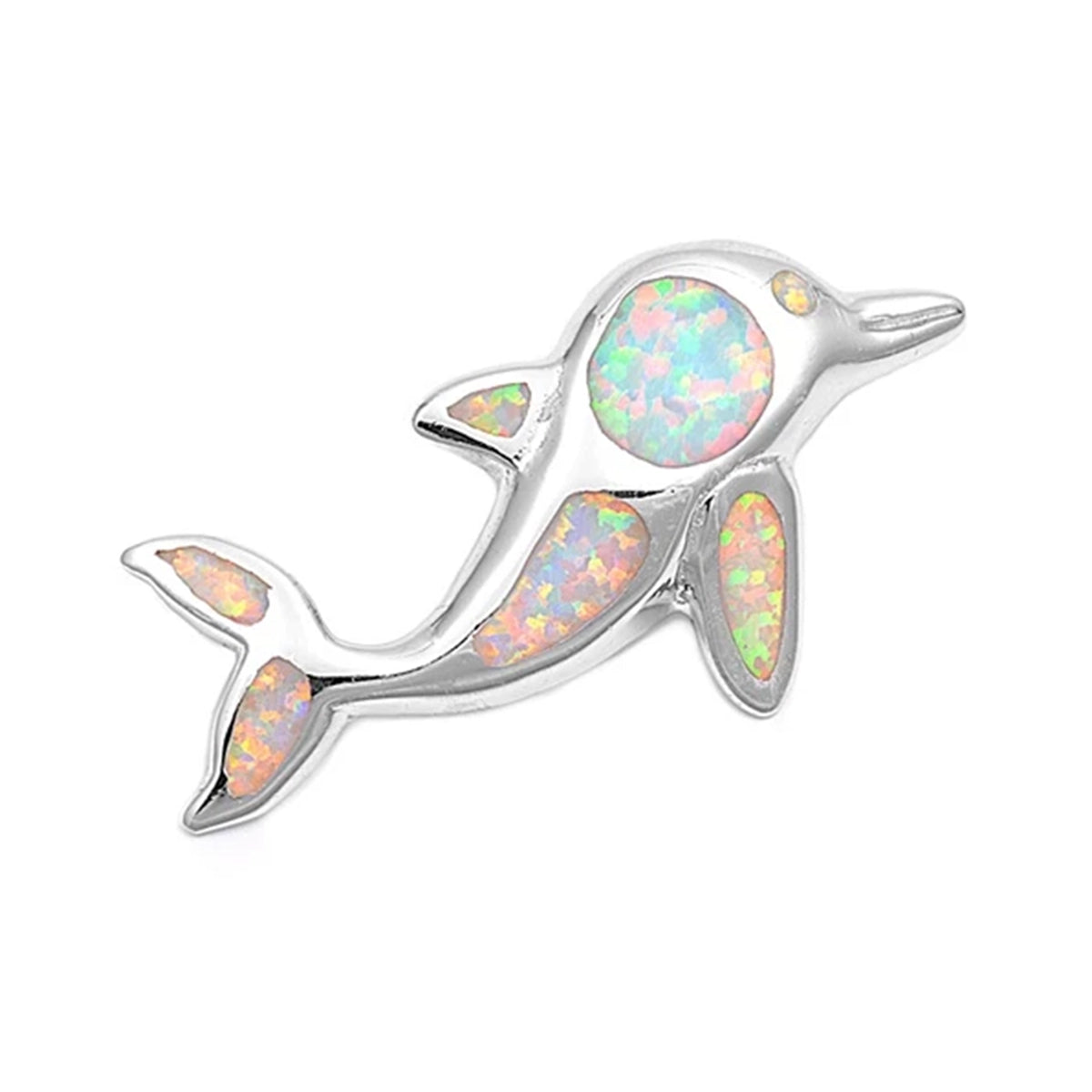 Silver Lab Opal Pendant - Dolphin