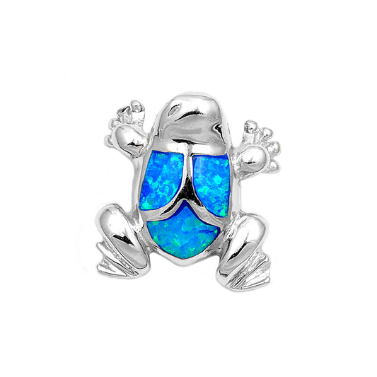 Silver Lab Opal Pendant - Frog