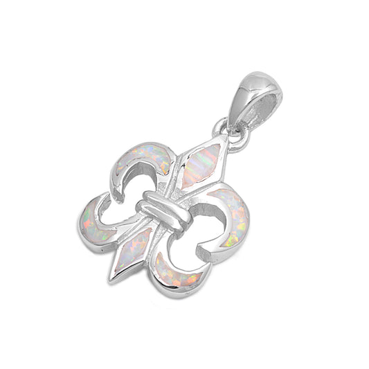 Silver Lab Opal Pendant - Fleur De Lis
